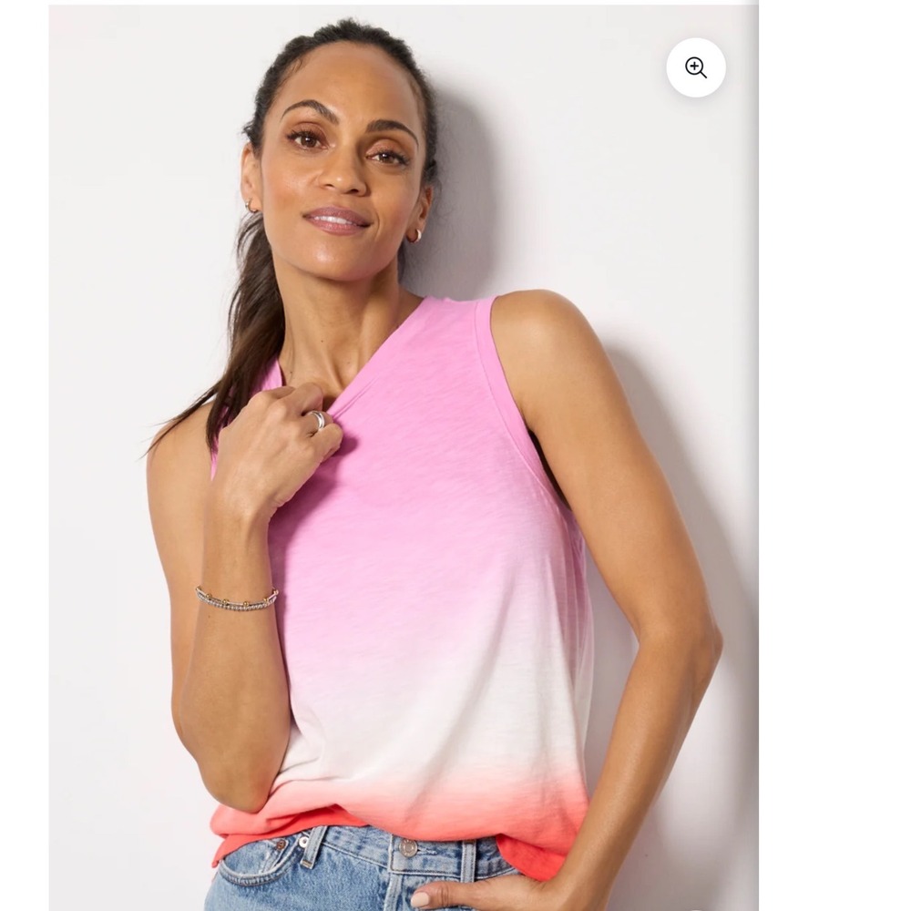 Evereve Pink Orange Ombre Dip Dye Slub Knit Tank Top Womens Small Sleeveless‎